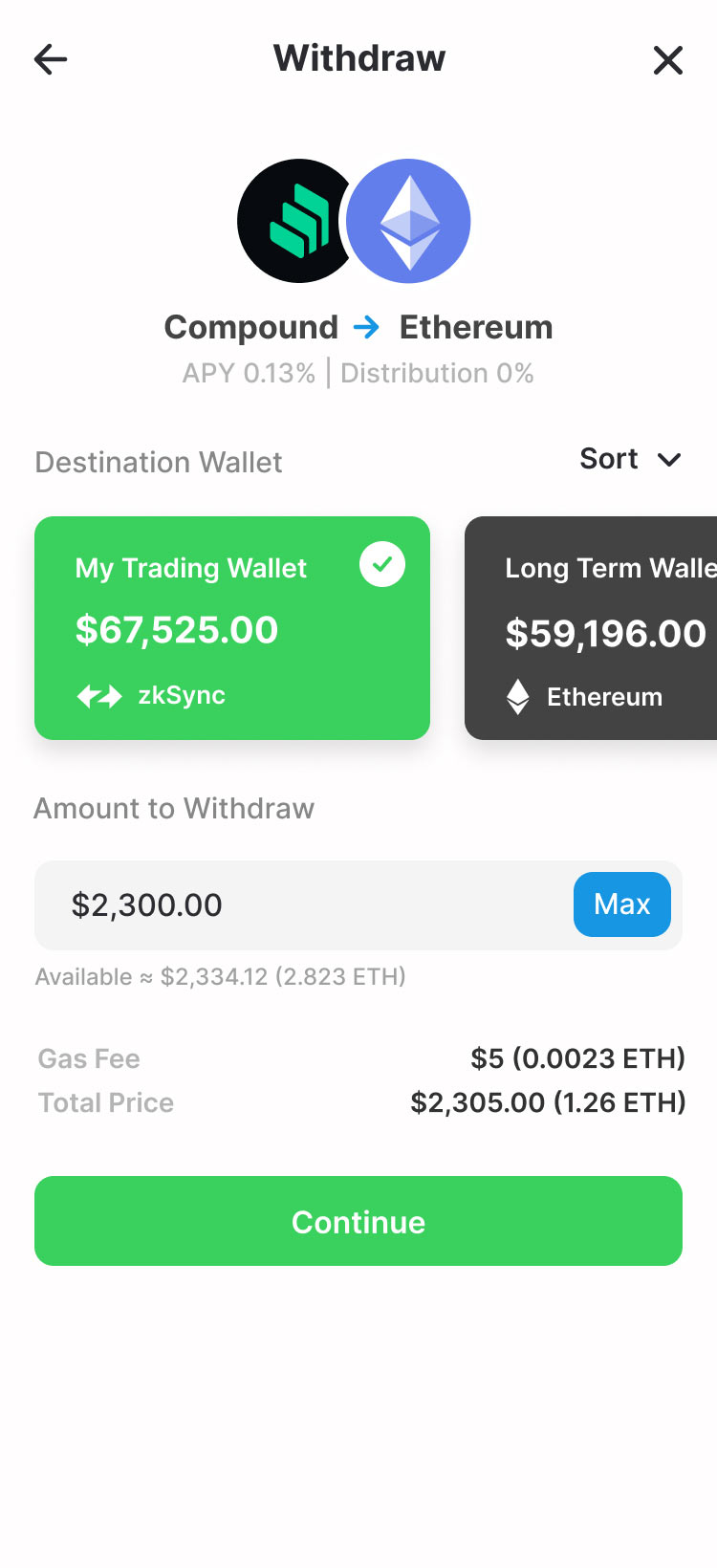 DeFi Withdraw
