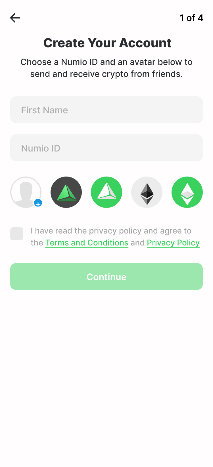 Onboarding – Create wallet