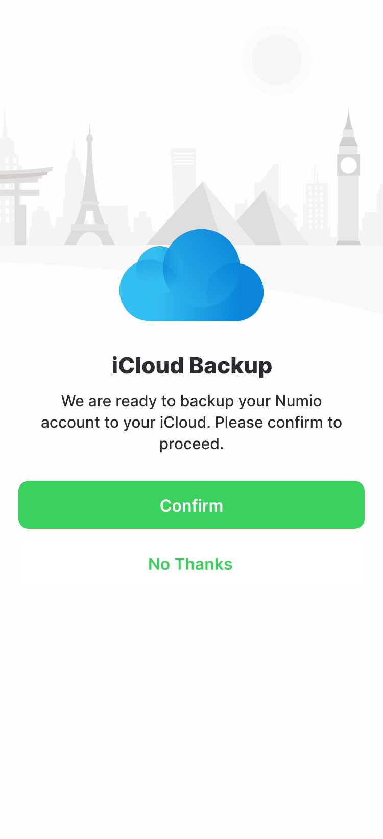 Onboarding – iCloud backup